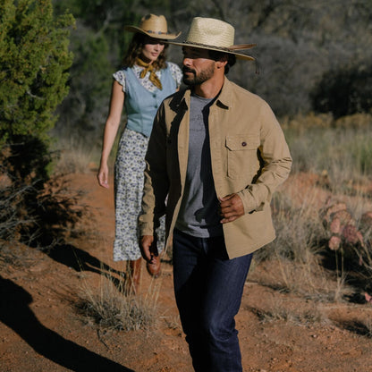 Camel Stretch Canvas Shirt Jacket