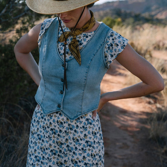 Field Flowers Print Peasant Dress