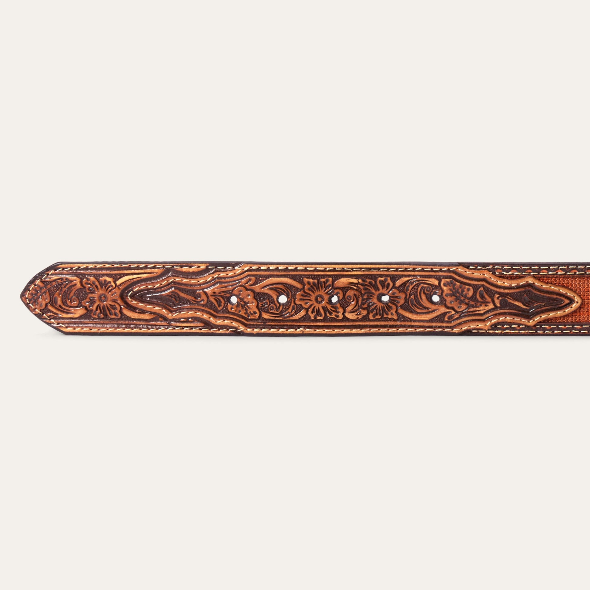 Tooled Tab Embroidered Belt