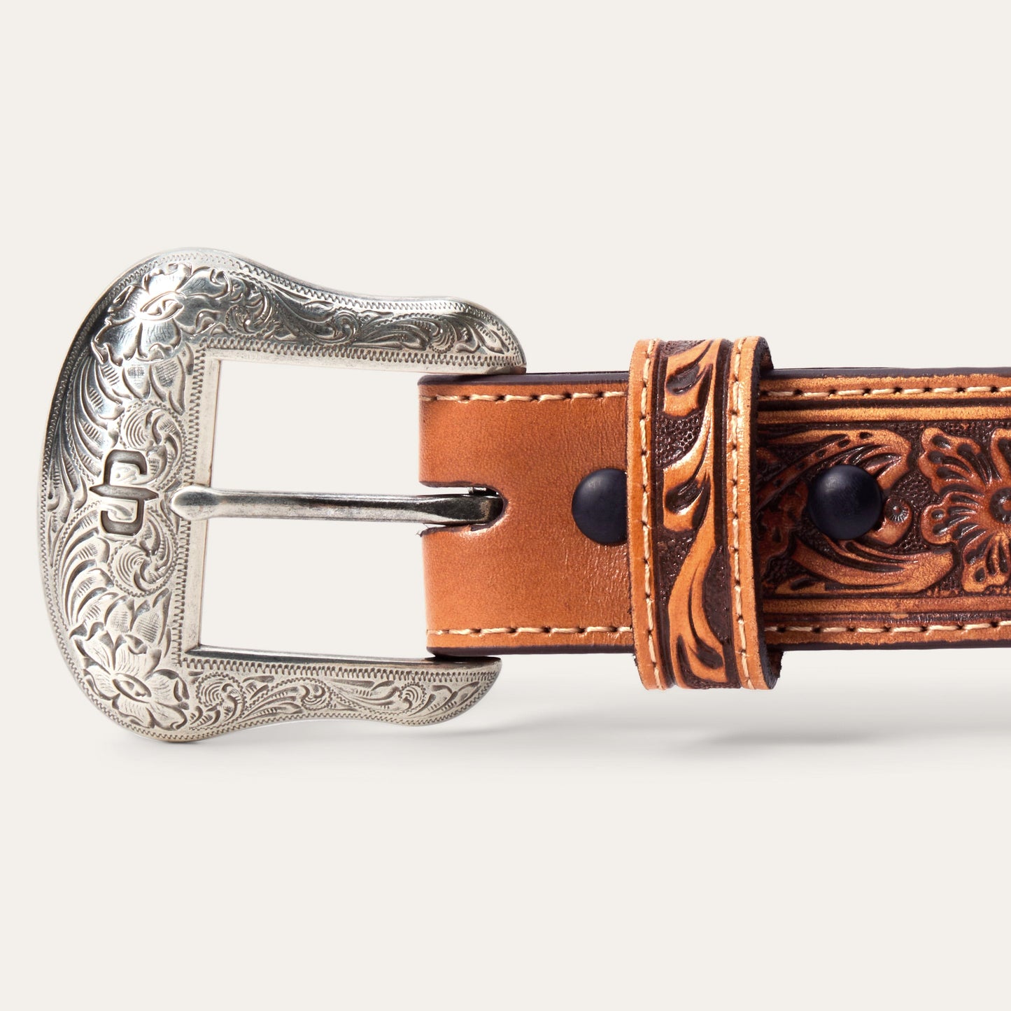 Tooled Tab Embroidered Belt
