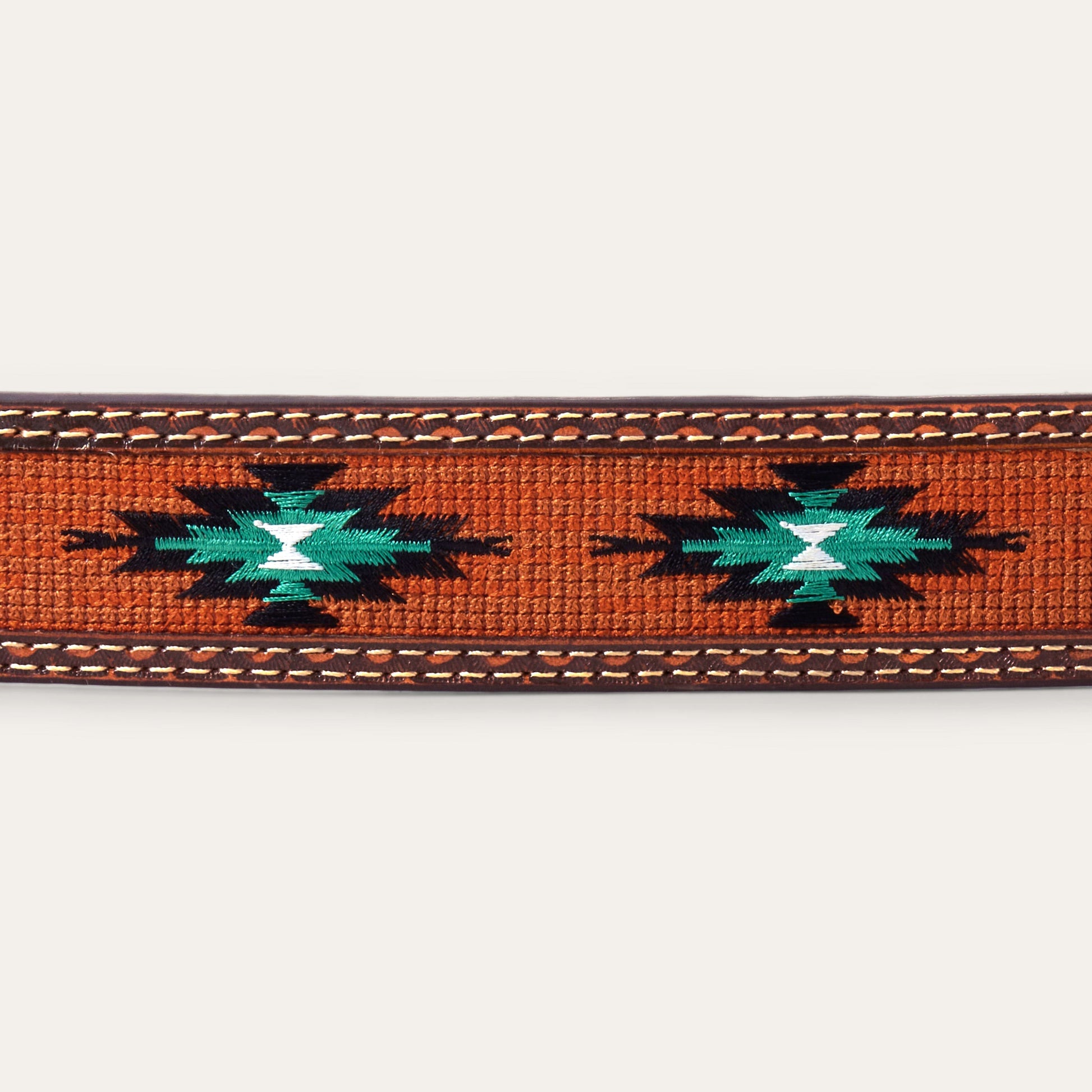 Tooled Tab Embroidered Belt