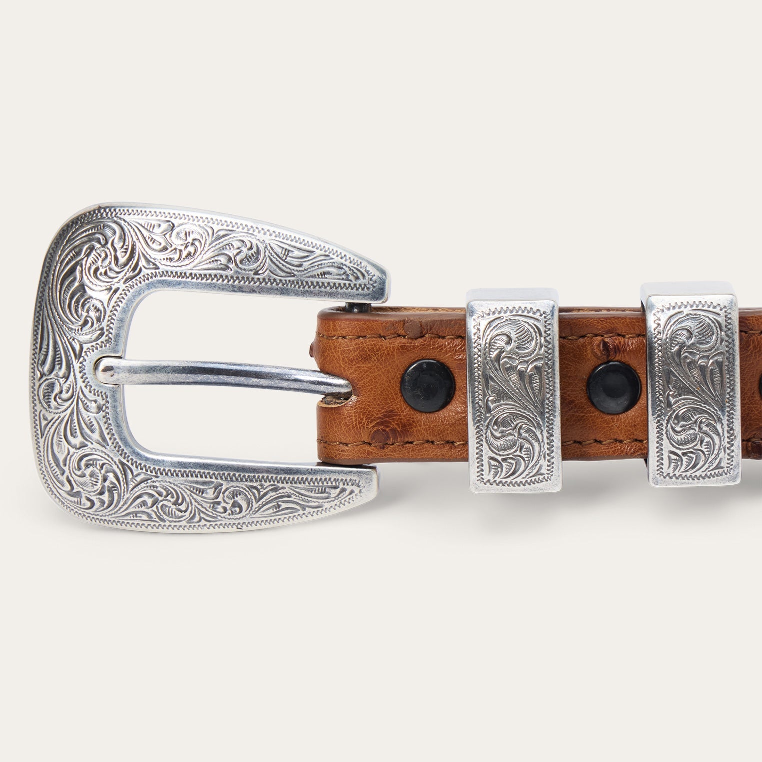 Ostrich Tapered Tab Belt