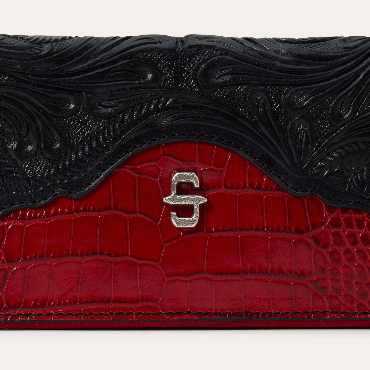 Tooled Croco Embossed Zip Wallet