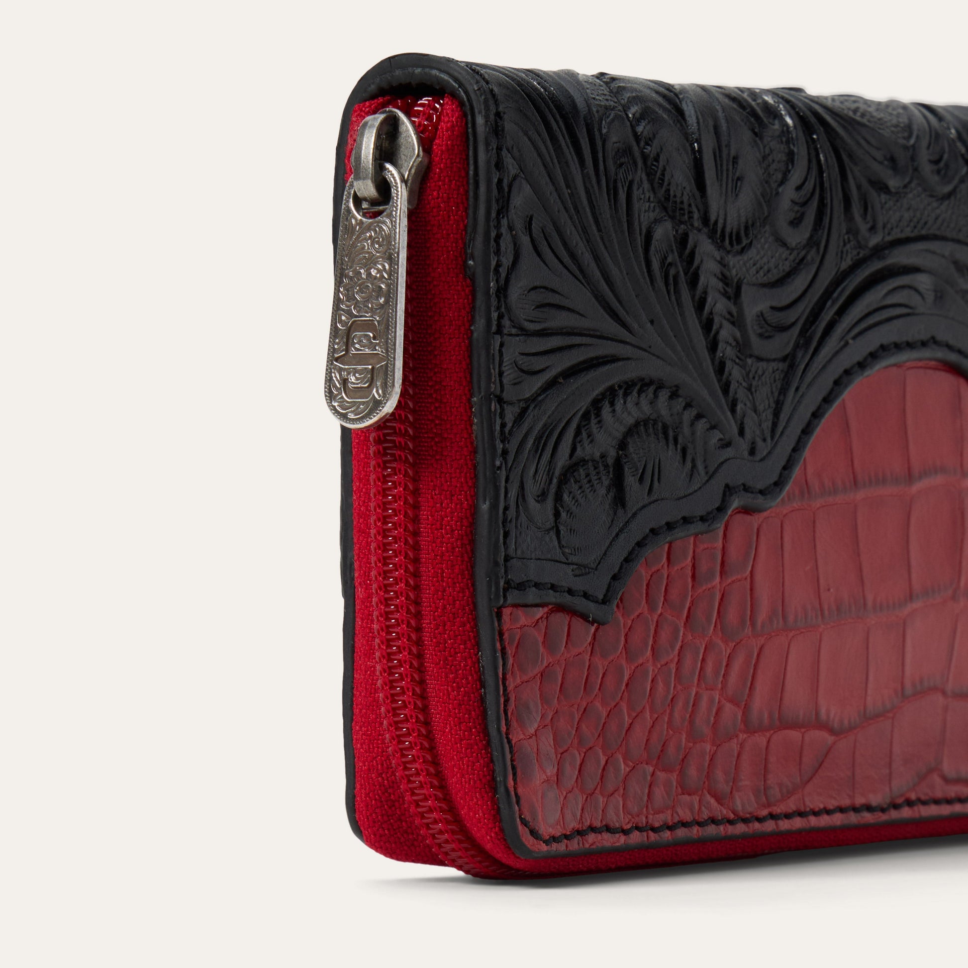 Tooled Croco Embossed Zip Wallet