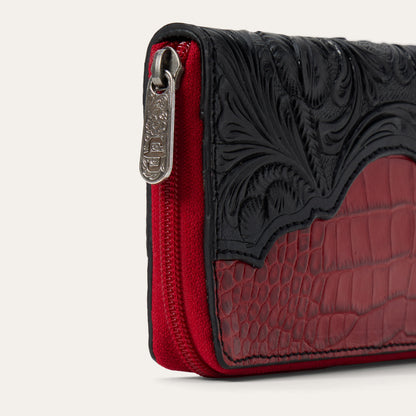 Tooled Croco Embossed Zip Wallet