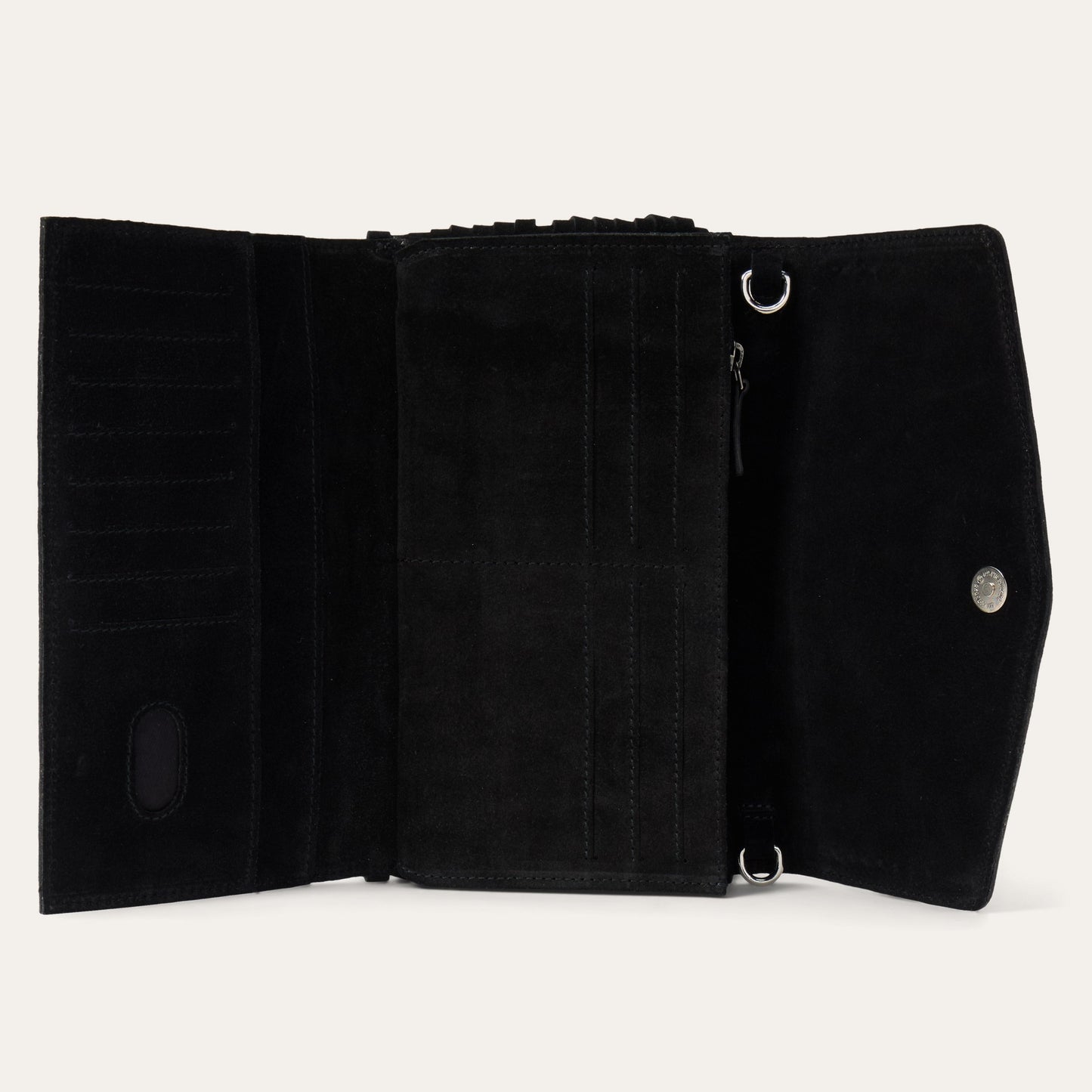 Spiral Suede Fringed Clutch