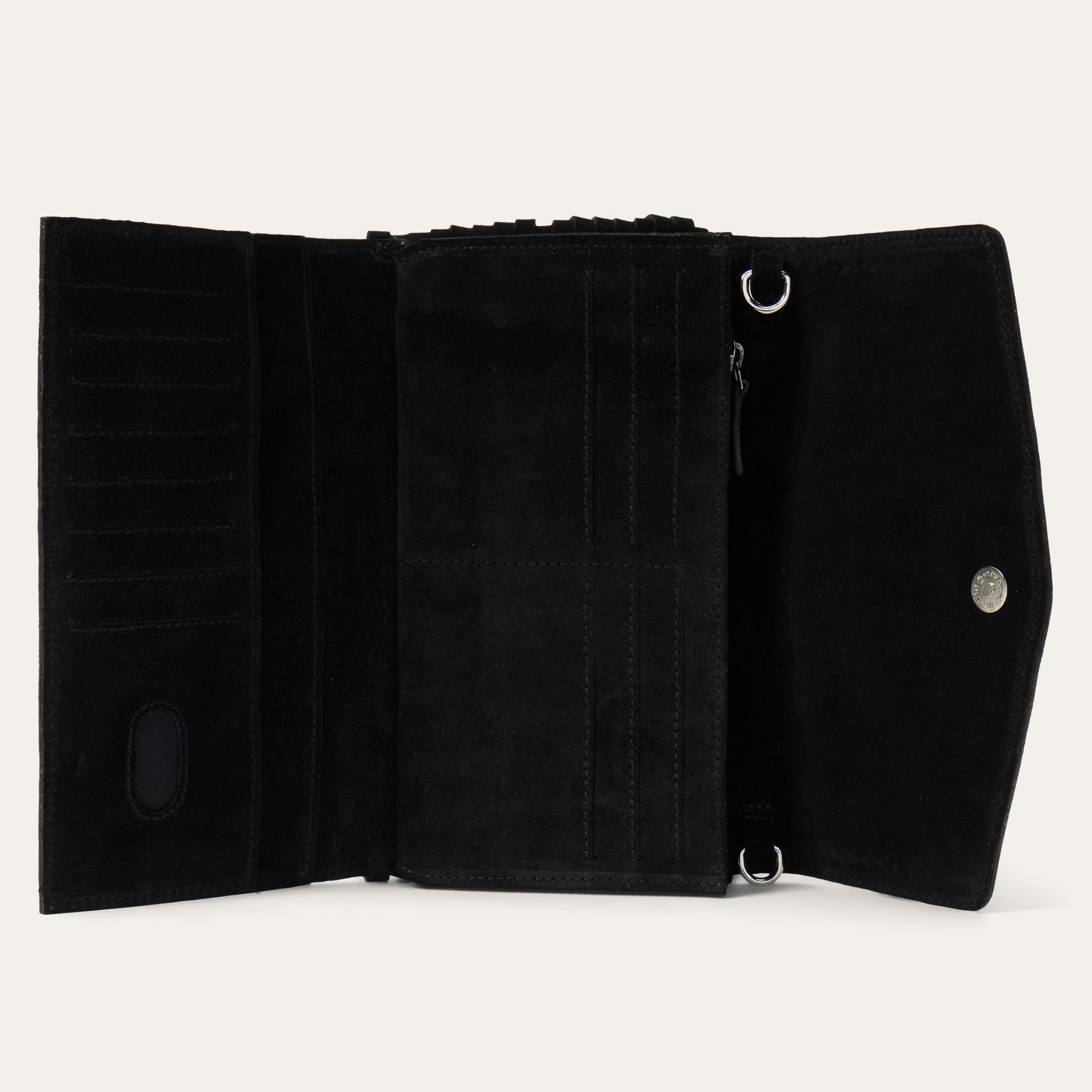 Spiral Suede Fringed Clutch