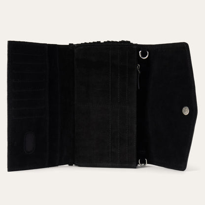 Spiral Suede Fringed Clutch