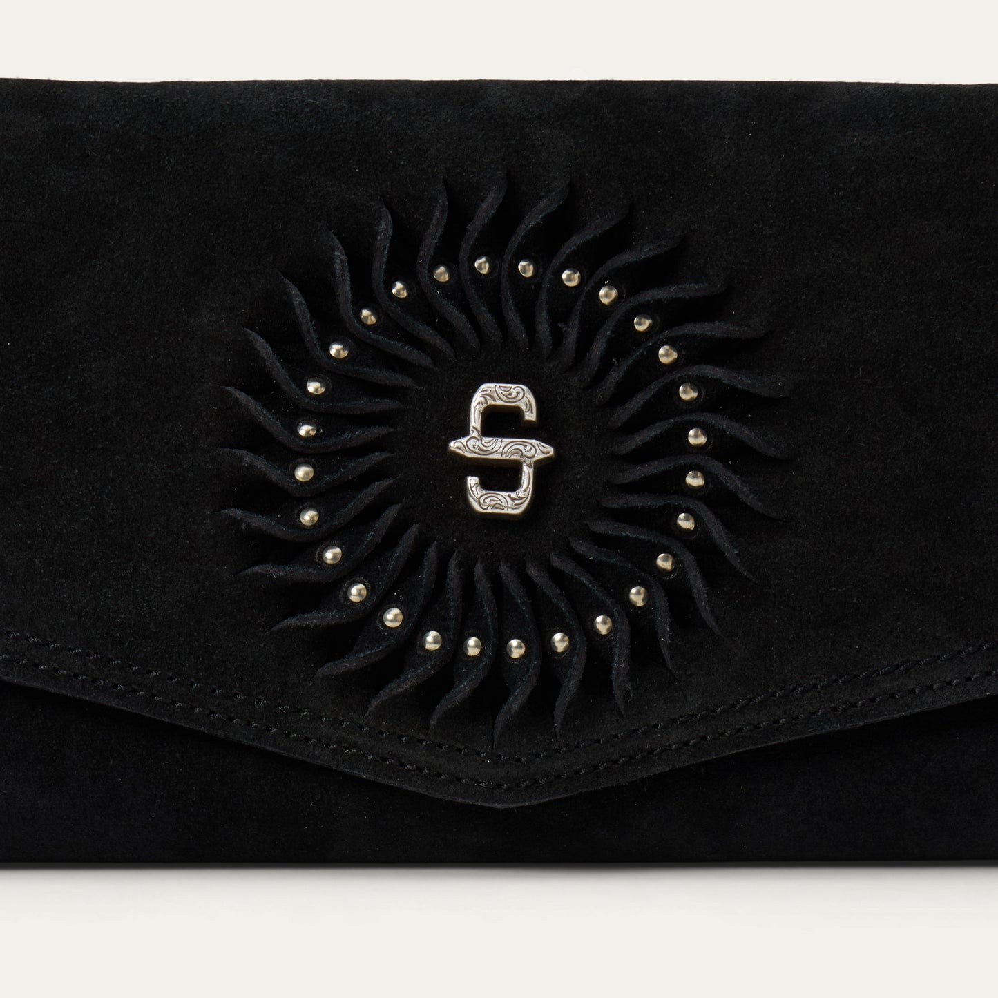 Spiral Suede Fringed Clutch