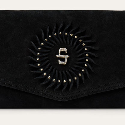 Spiral Suede Fringed Clutch