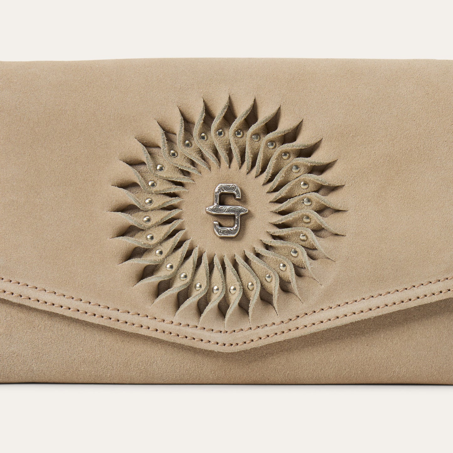Spiral Suede Fringed Clutch
