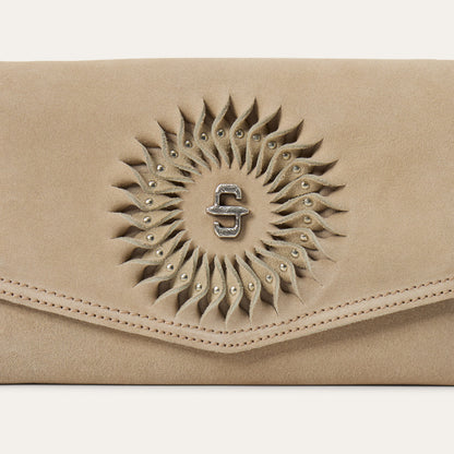 Spiral Suede Fringed Clutch