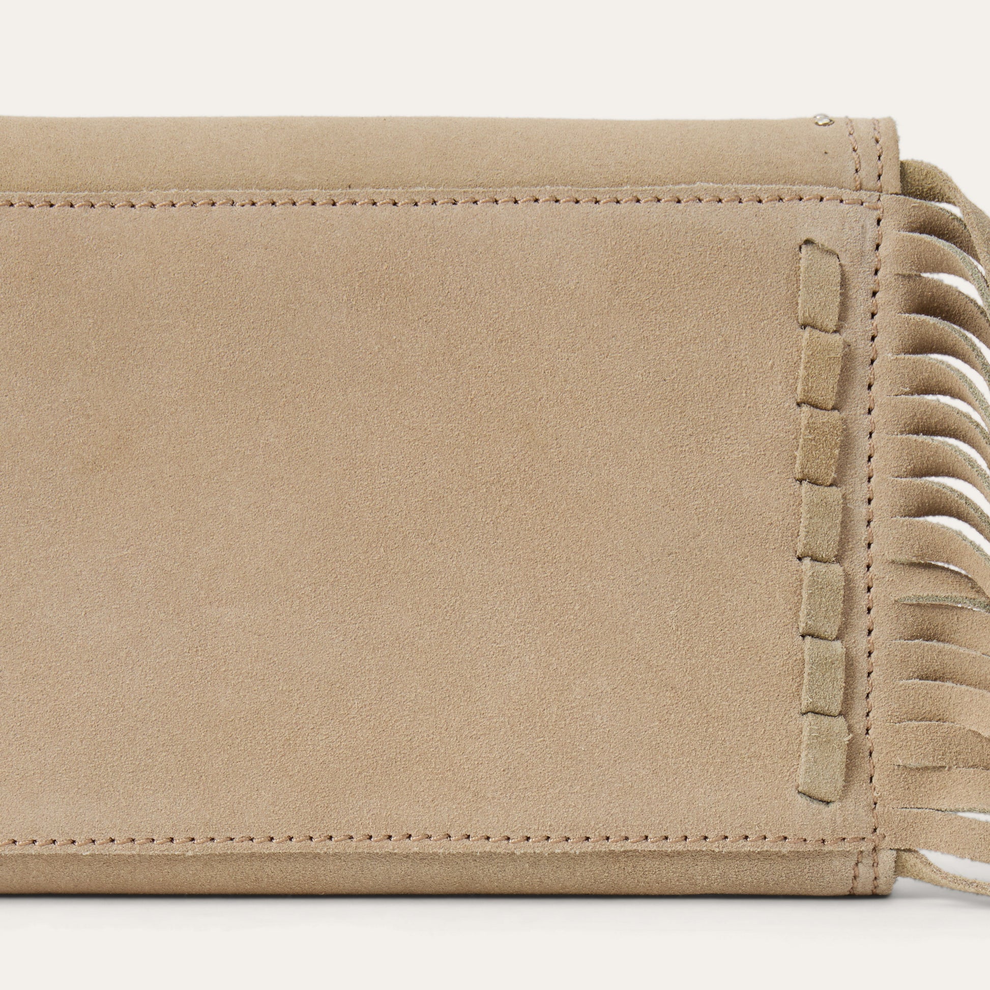 Spiral Suede Fringed Clutch