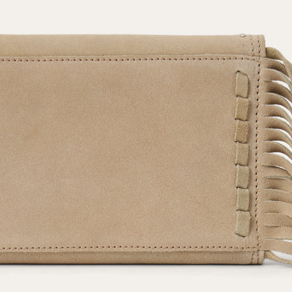 Spiral Suede Fringed Clutch