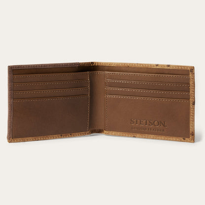 Tooled Embossed Ostrich Bi-Fold Wallet