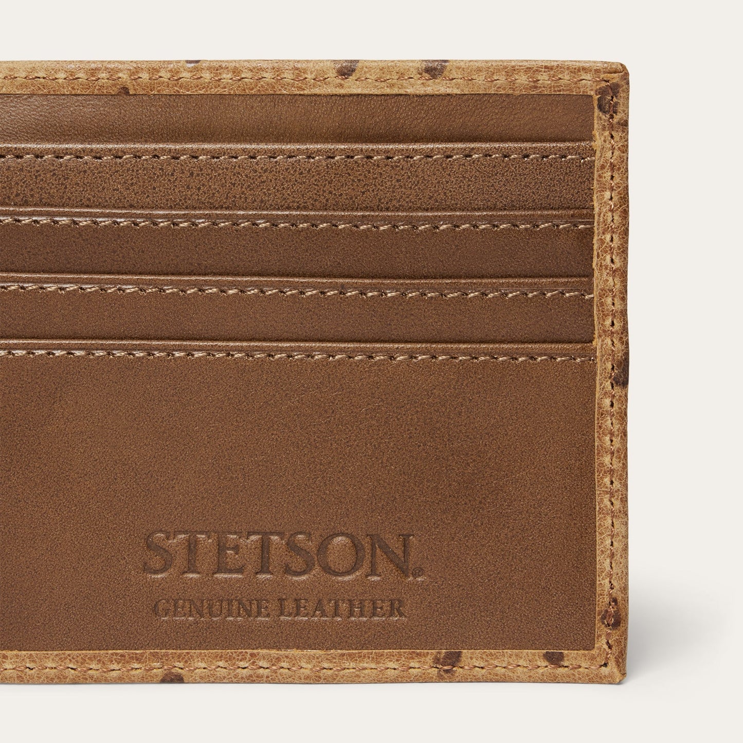 Tooled Embossed Ostrich Bi-Fold Wallet