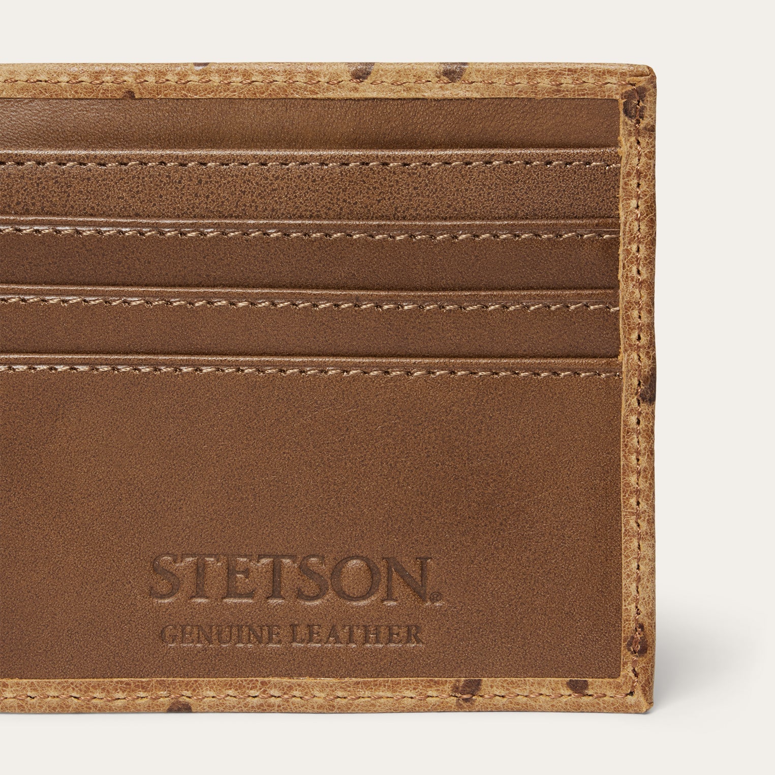 Tooled Embossed Ostrich Bi-Fold Wallet