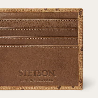 Tooled Embossed Ostrich Bi-Fold Wallet