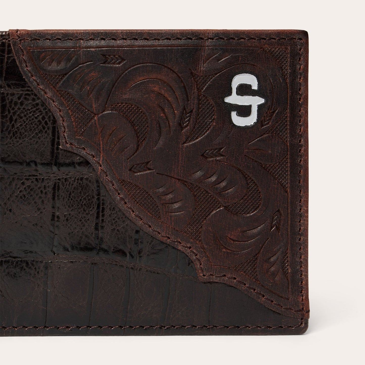Tooled Embossed Croco Bi-Fold Wallet