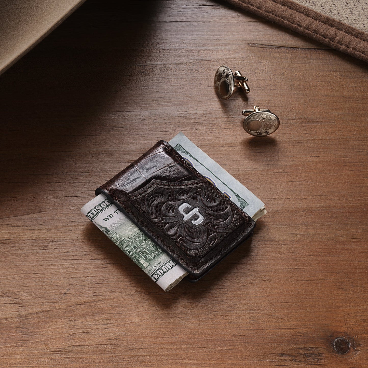 Tooled Embossed Croco Money Clip