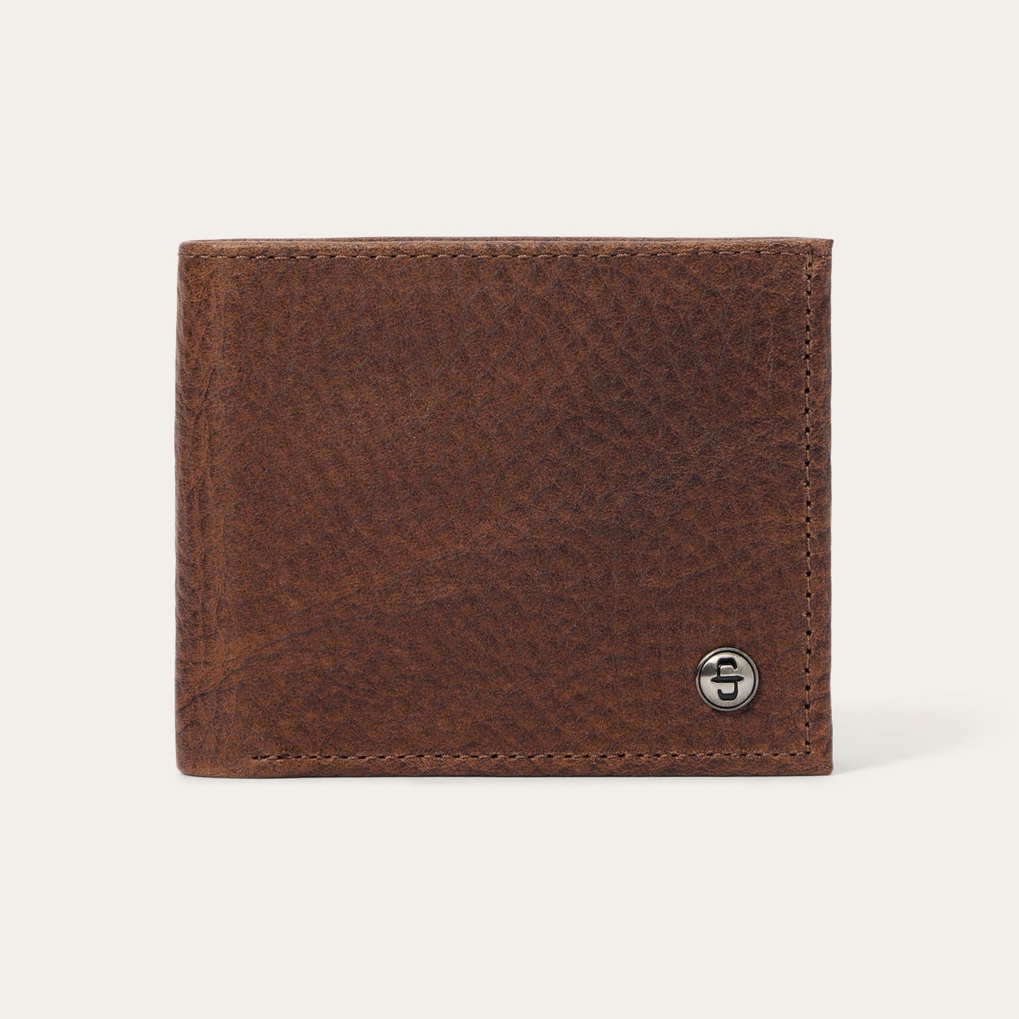 Bison Leather Stetson Rivet Bi-Fold Wallet