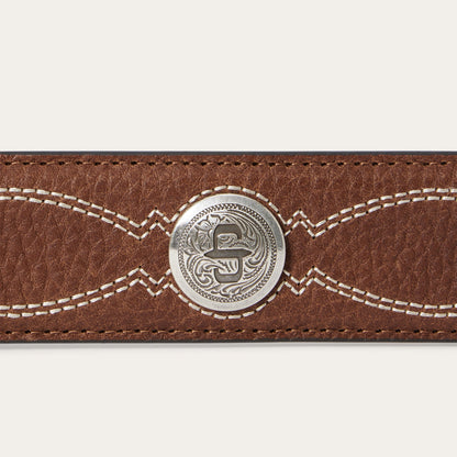 Pebble Leather Basket Weave Tabs Belt