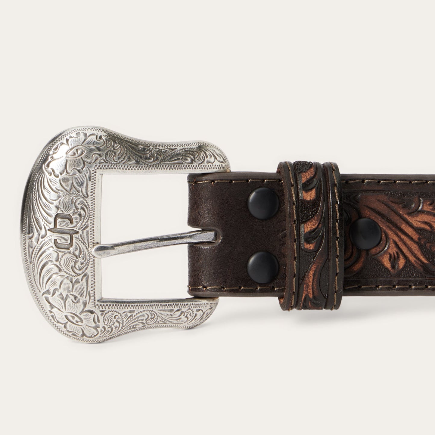 Embroidered Tooled Tab Belt