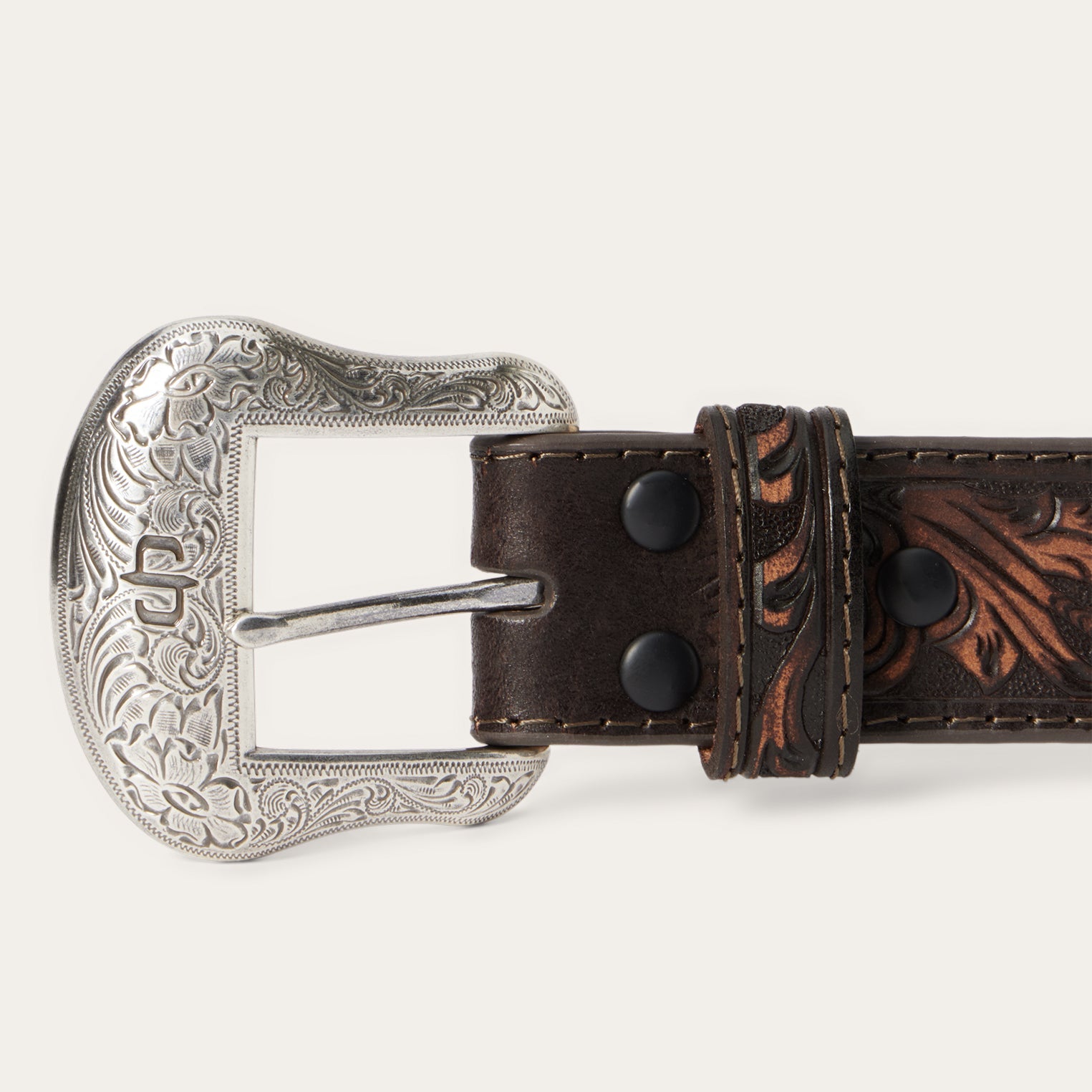 Embroidered Tooled Tab Belt