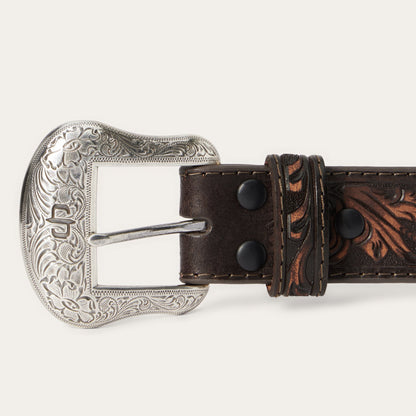 Embroidered Tooled Tab Belt