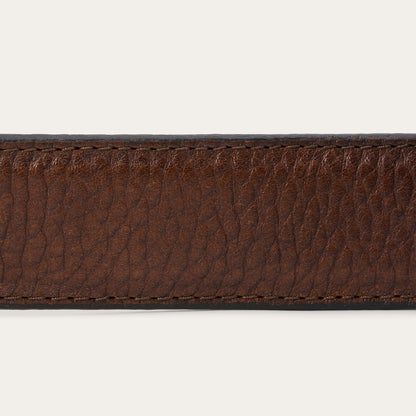 Bison Leather Tooled Tab Belt