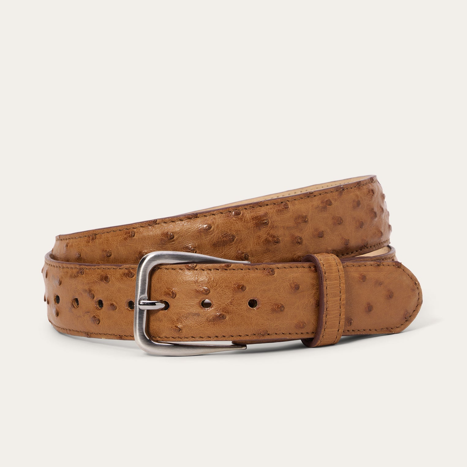 Ostrich Western Tab Belt - 1 1/4" Width