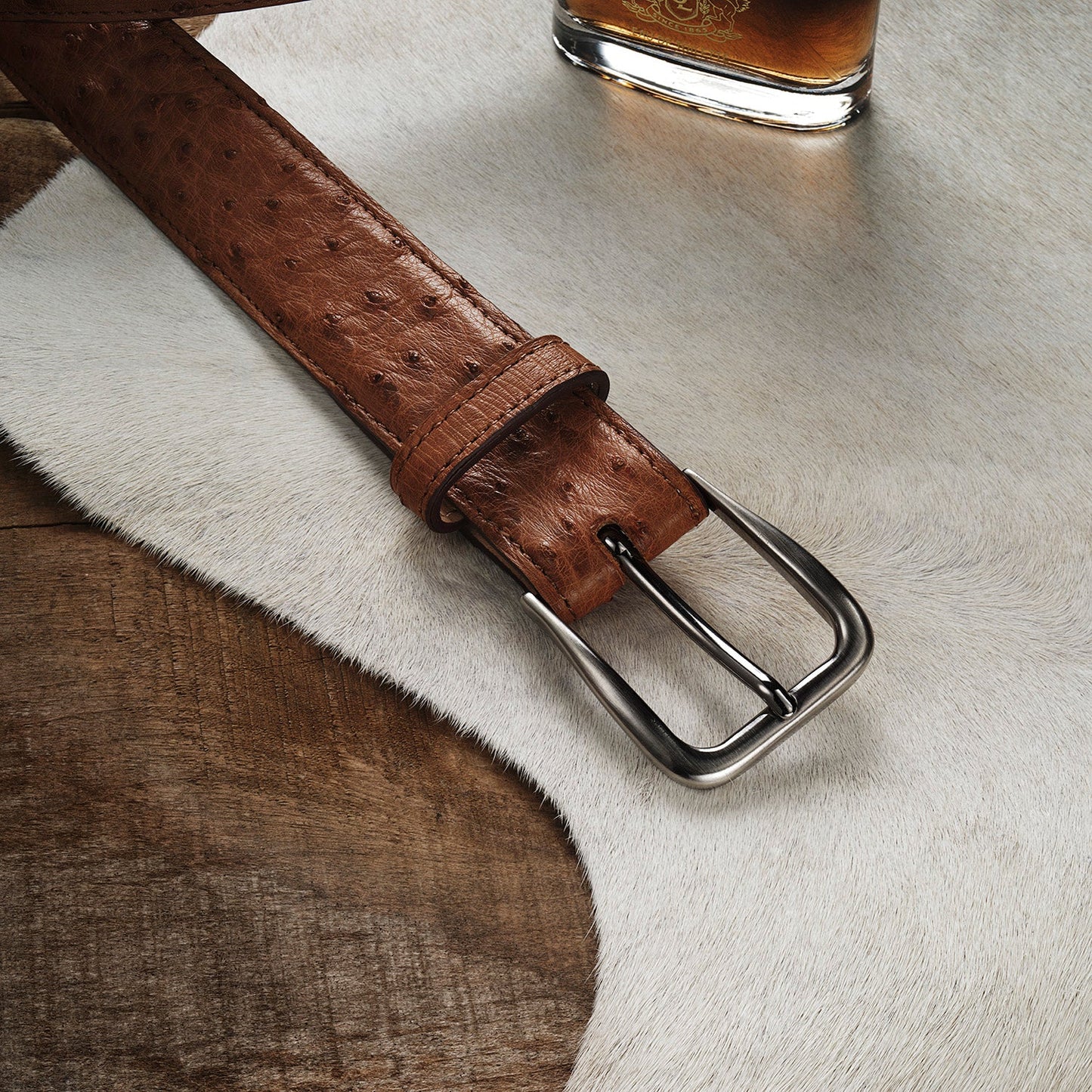 Ostrich Western Tab Belt - 1 1/4" Width