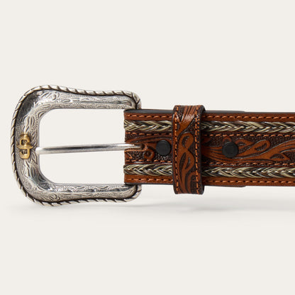 Tooled Horse Hair Braided Edge Belt