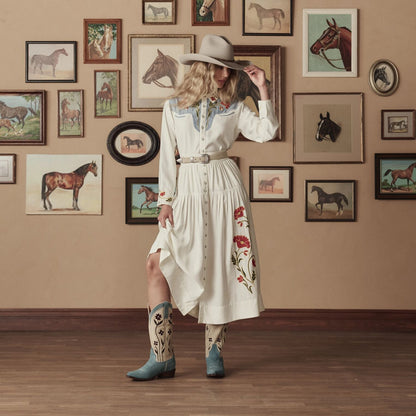 Stetson & THE GREAT. Suede Floral Cowboy Boot