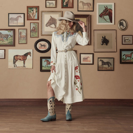 Stetson & THE GREAT. Suede Floral Cowboy Boot