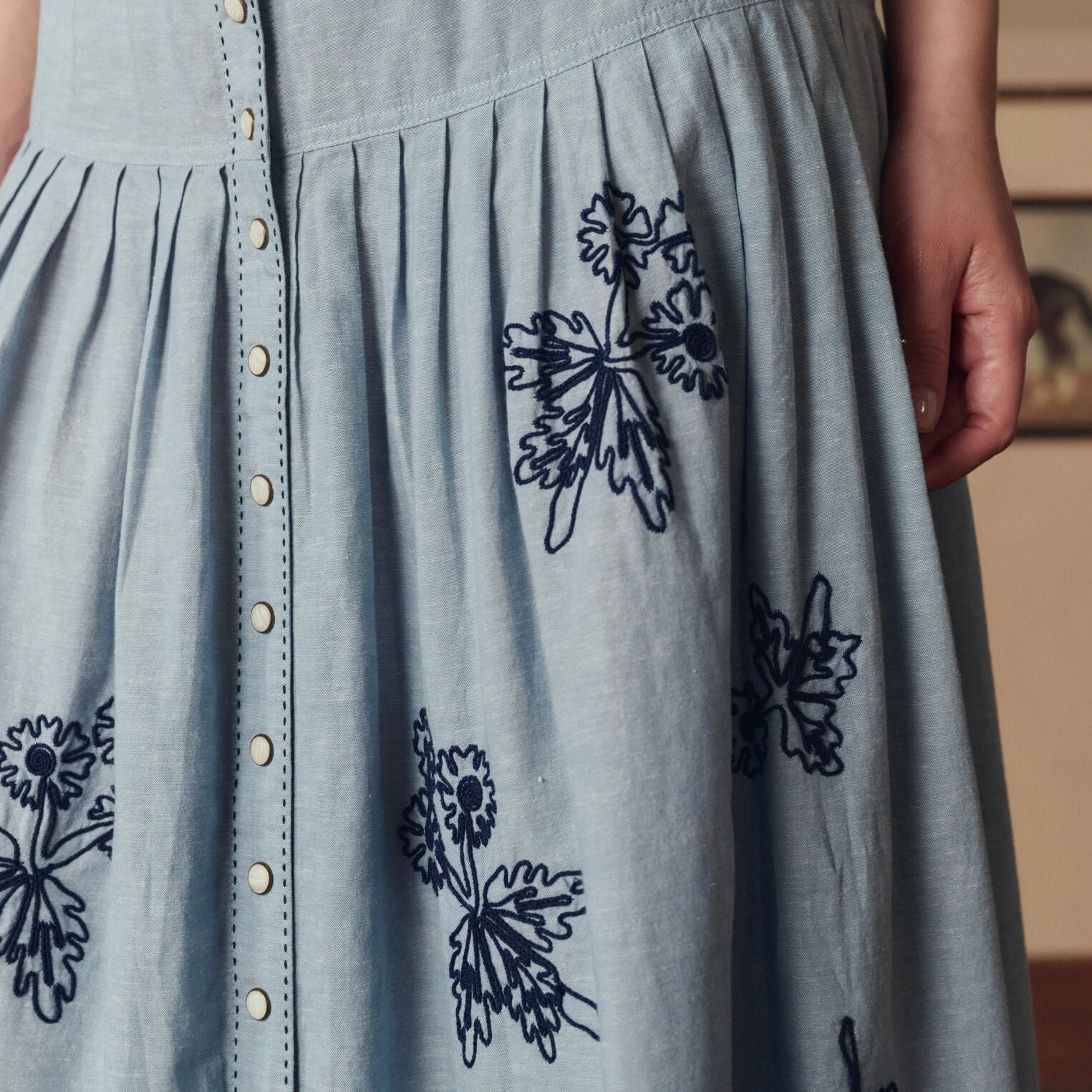 Stetson & THE GREAT. The Chambray Embroidered Highland Skirt