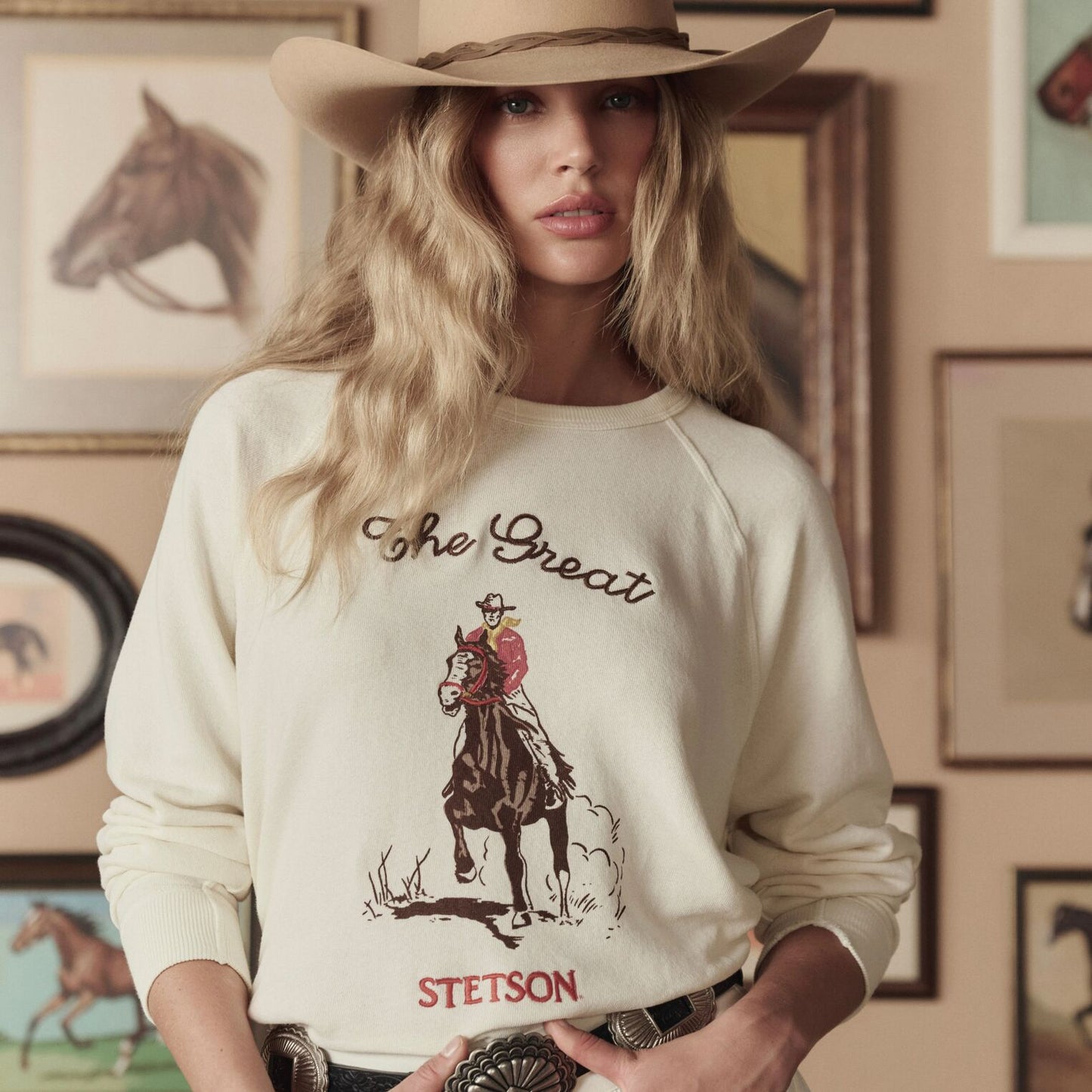 Stetson & THE GREAT. The College Sweatshirt with Stetson Graphic