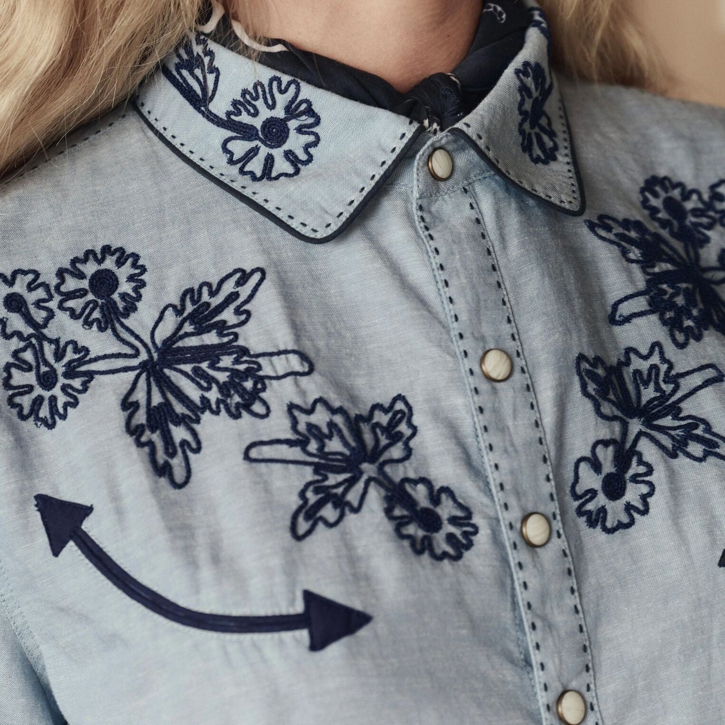 Stetson & THE GREAT. The Chambray Embroidered Western Shirt