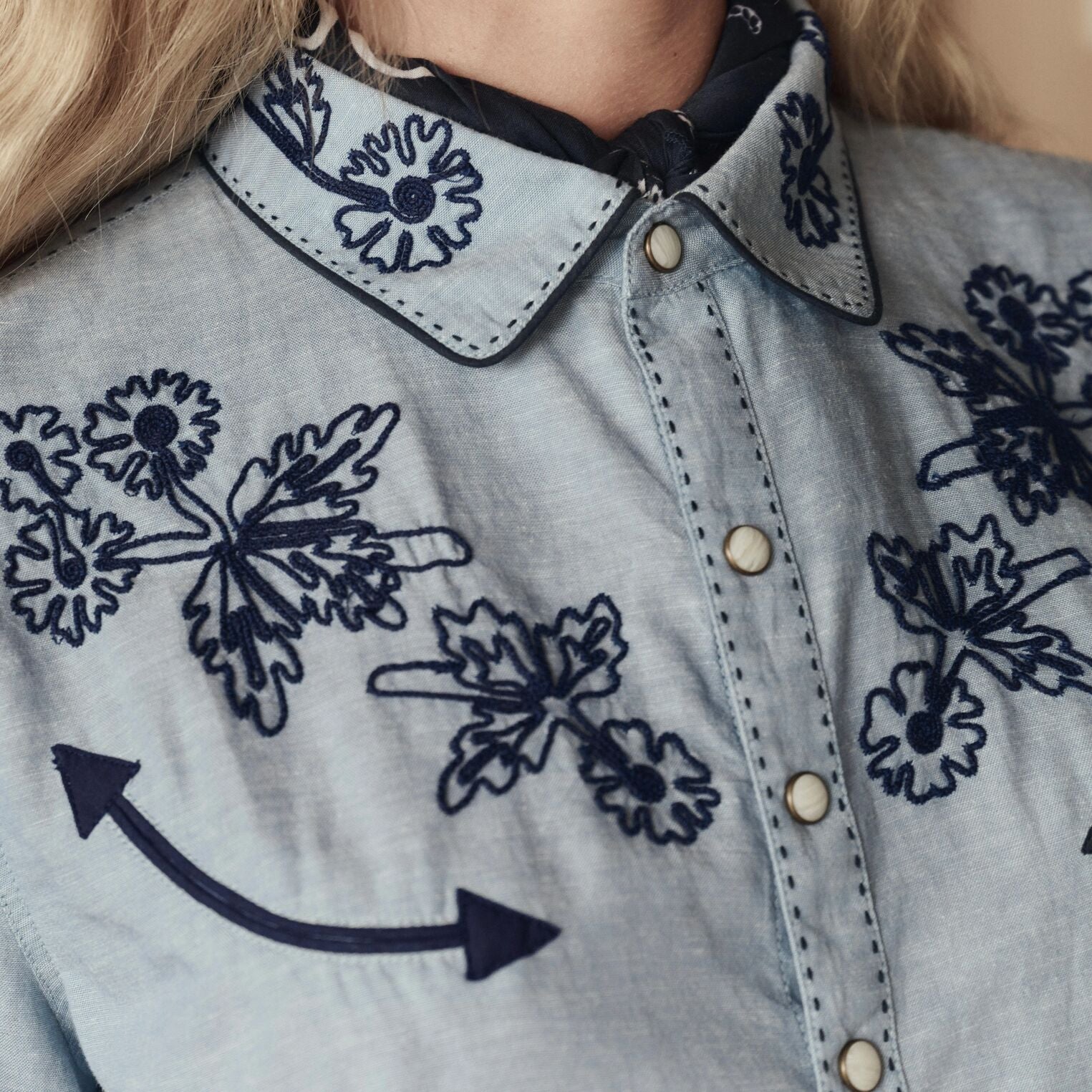 Stetson & THE GREAT. The Chambray Embroidered Western Shirt