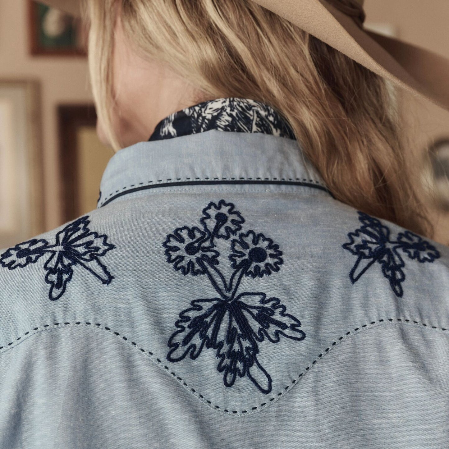 Stetson & THE GREAT. The Chambray Embroidered Western Shirt