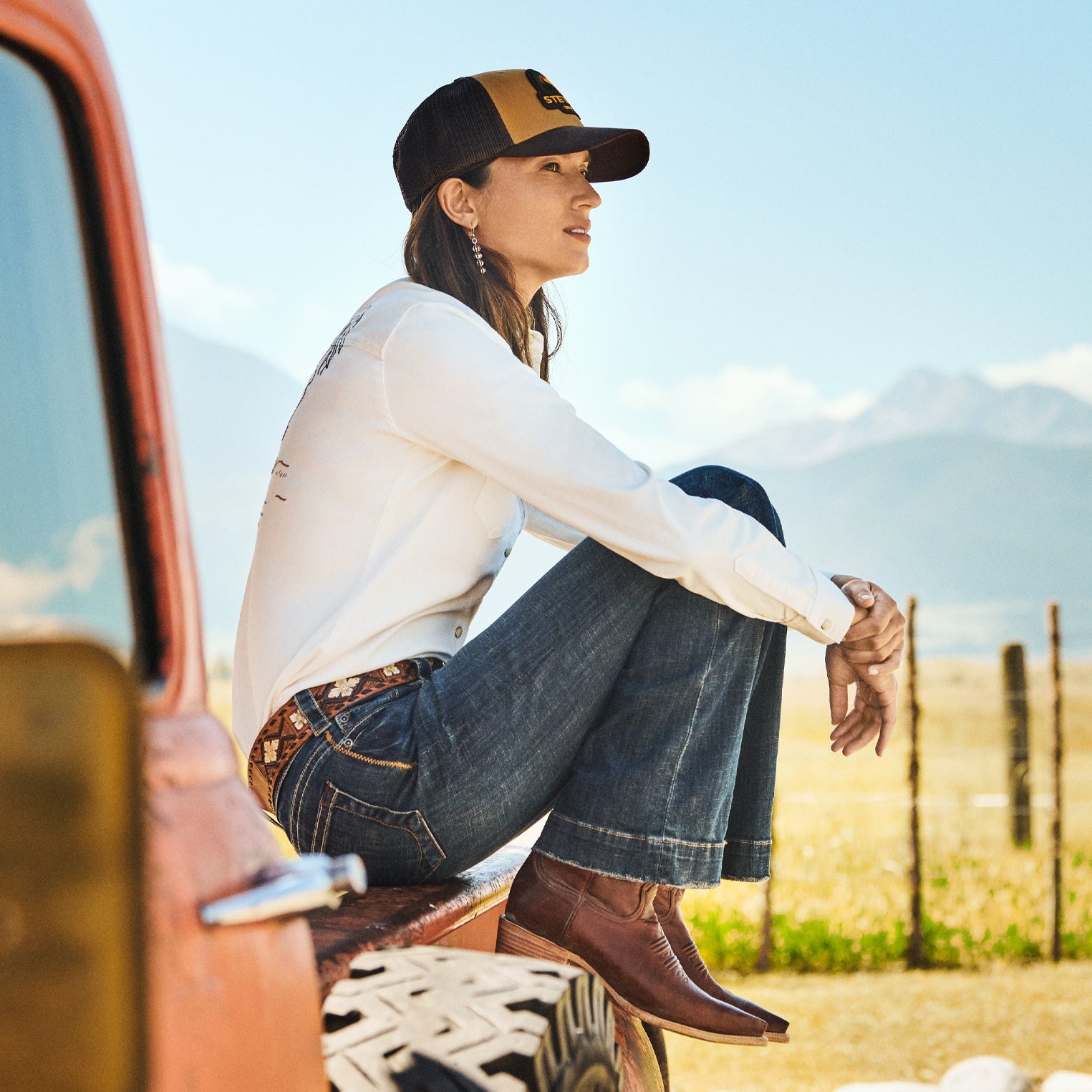Tan Sunset Trucker Cap