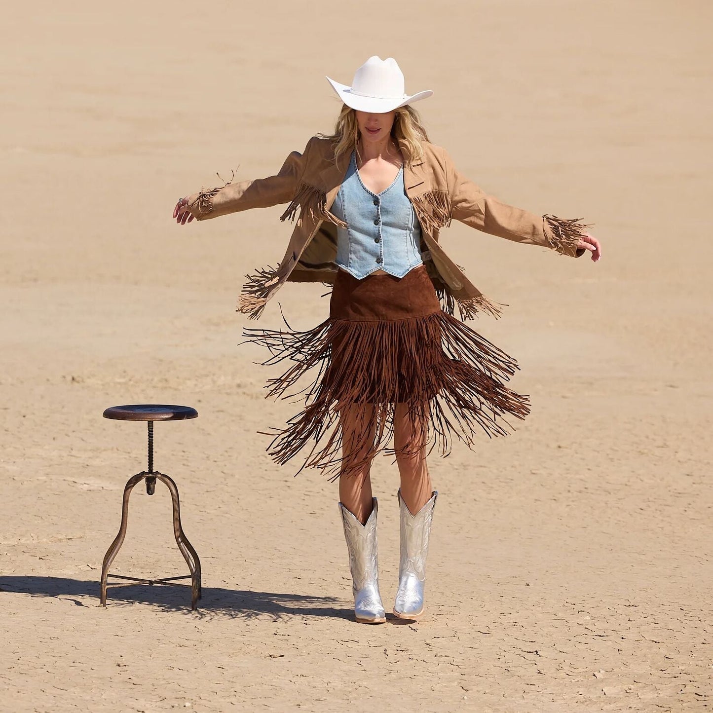 Suede Fringed Skirt