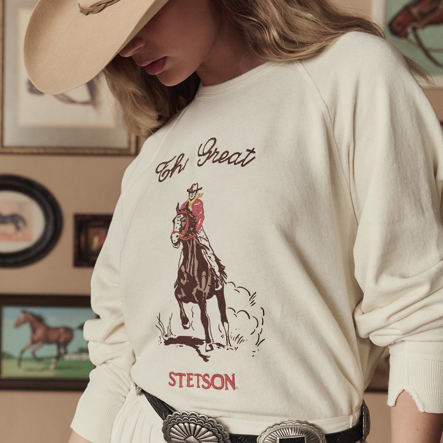 Stetson & THE GREAT. The College Sweatshirt with Stetson Graphic