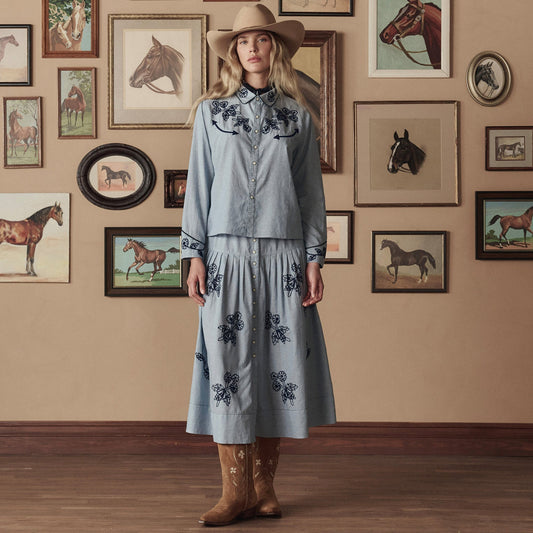 Stetson & THE GREAT. The Chambray Embroidered Western Shirt